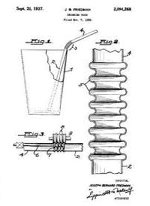 Joseph Friedman patent for the bendable straw