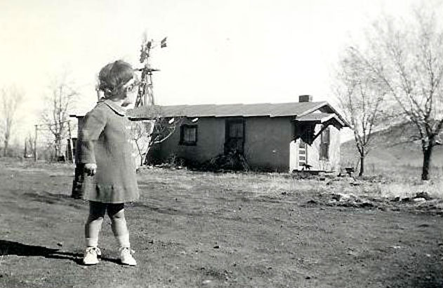 picture of Peggy in Alpine near original house 1943