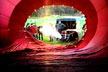 Hot air balloon from the inside during inflation